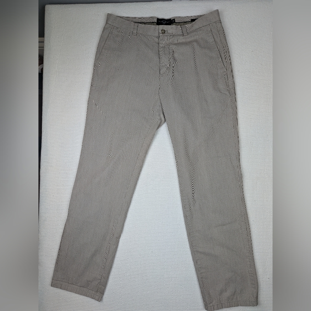 Black Brown 1826 Subtle Striped Khaki Chinos 32x30 100% Cotton 5 Pockets